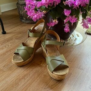 Kork-Ease Ava 2.0 Leather Platform Sandals 10, Sage Green